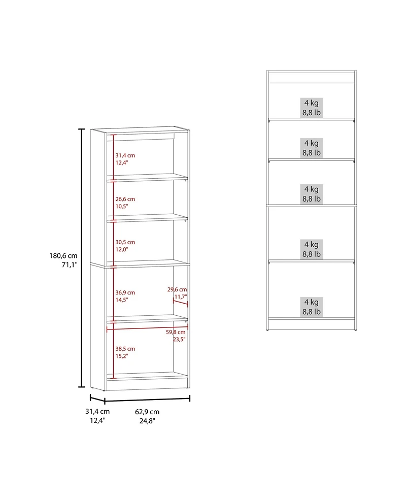 Fm Furniture Beyerville Bookcase with Open Storage and 2 Doors