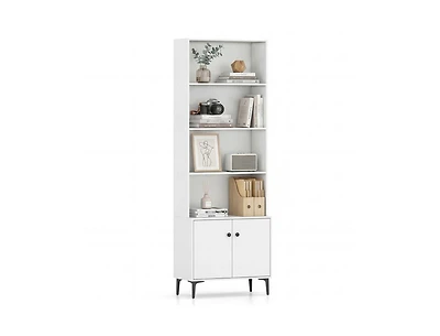 Sugift 68.5 Inch Bookshelf with 2-Door Cabinet Open Shelving and 2 Anti-Tipping Kits
