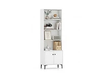 Sugift 68.5 Inch Bookshelf with 2-Door Cabinet Open Shelving and 2 Anti-Tipping Kits