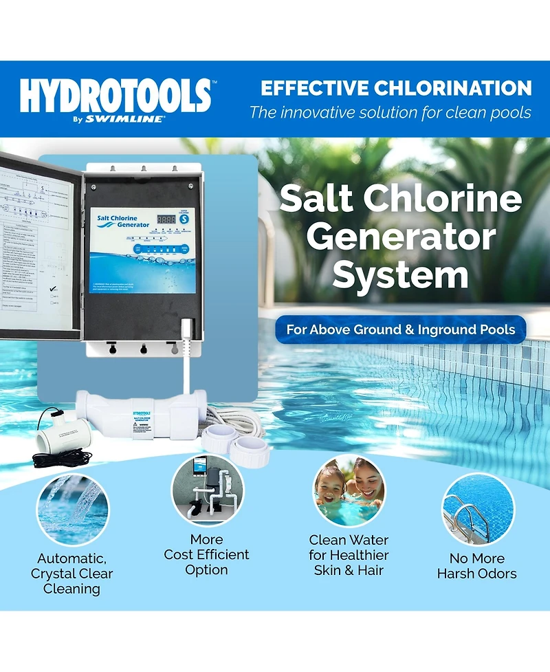 Swimline 87615 Salt Water Chlorine Generator System, 15K Gallon Swimming Pools