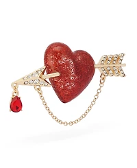 Betsey Johnson Faux-Stone Pave Heart Arrow Brooch
