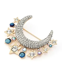 Betsey Johnson Faux-Stone Pave Moon Brooch