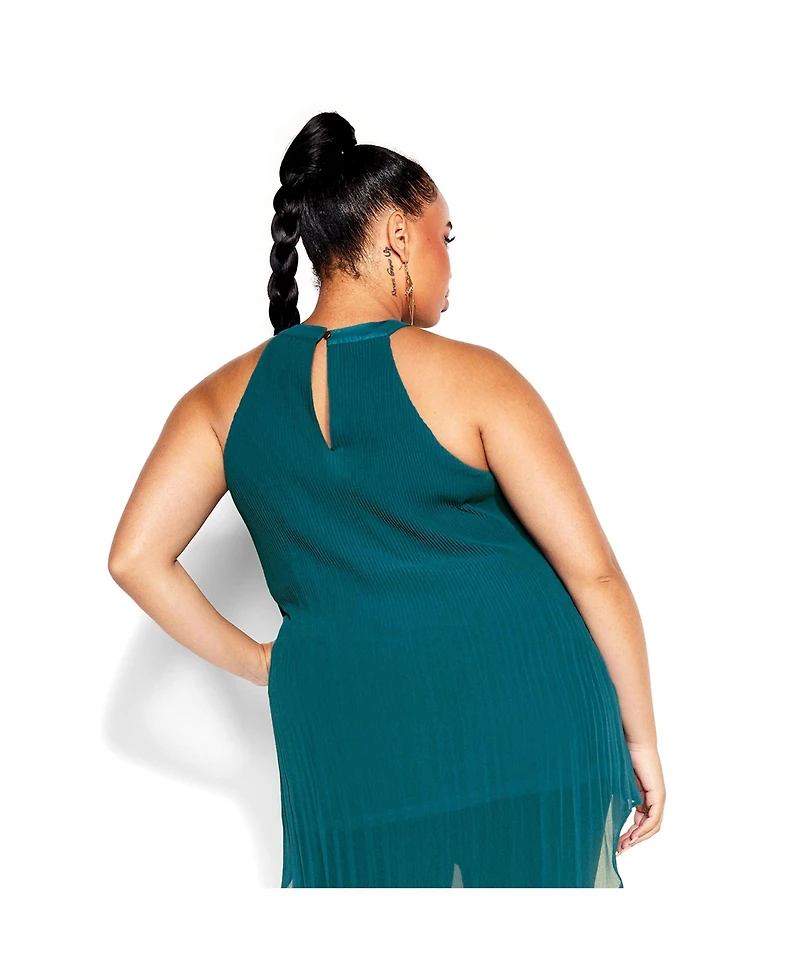 City Chic Women's Halter Pleated Hi-Lo Top