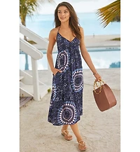 Lascana Women's Viscose Printed Halter Smocked Halter-Neck Midi Dress
