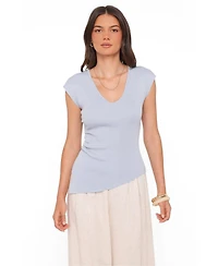 Petal and Pup Women's Tori V-Neck Short-Sleeve Asymmetrical-Hem Top