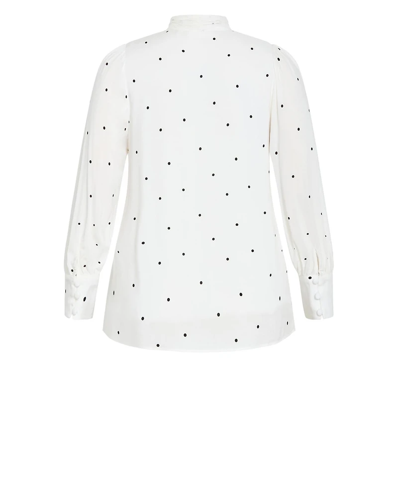 City Chic Women's Kensie Spot Neck Tie Top
