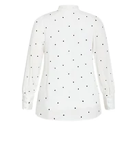 City Chic Women's Kensie Spot Neck Tie Top