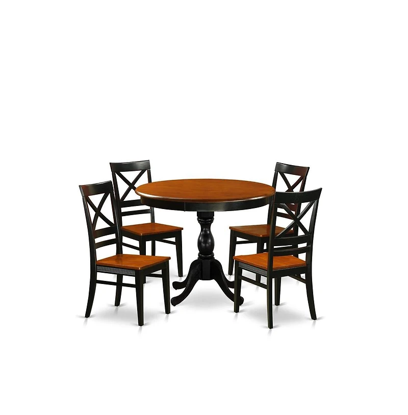 East West Furniture 5-Piece Kitchen Table Set Contains a Kitchen Table and 4 Wooden Chairs with X Back