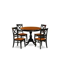 East West Furniture 5-Piece Kitchen Table Set Contains a Kitchen Table and 4 Wooden Chairs with X Back