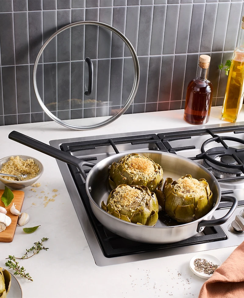 Zwilling Milano 4-Quart Tri-Ply Stainless Steel Covered Saute Pan with Glass Lid