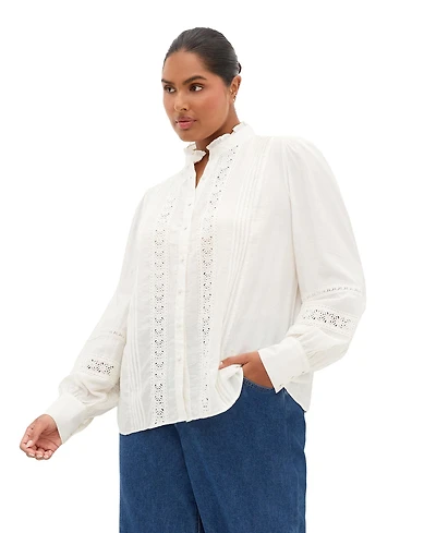 City Chic Women's Whimsical Embroidered Long Sleeve Shirt