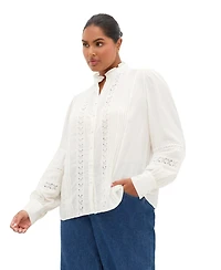 City Chic Women's Whimsical Embroidered Long Sleeve Shirt