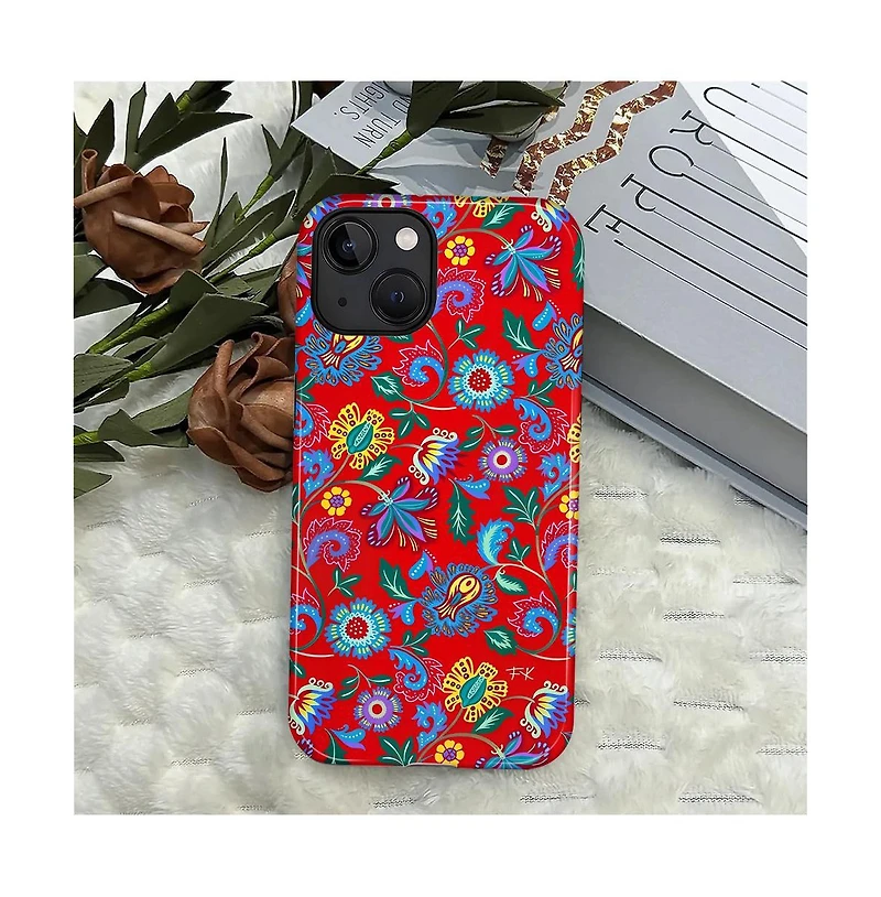 Lisen 2-Layer Durable Phone Case Compatible with Apple iPhone 16 Folk Bloom