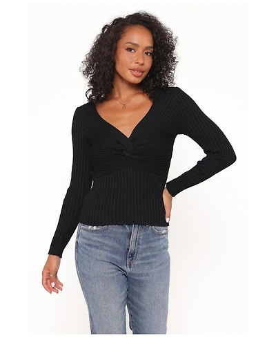 Petal and Pup Women's Demi Twist Detail V-Neck Long-Sleeve Knit Top