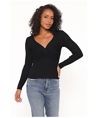 Petal and Pup Women's Demi Twist Detail V-Neck Long-Sleeve Knit Top