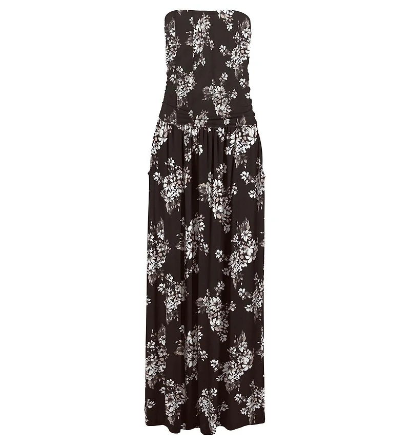Lascana Women's Strapless Ruched Maxi Dress