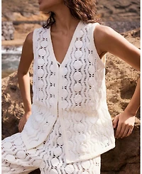 Mint Velvet Women's Sleeveless V-Neck Crochet Top