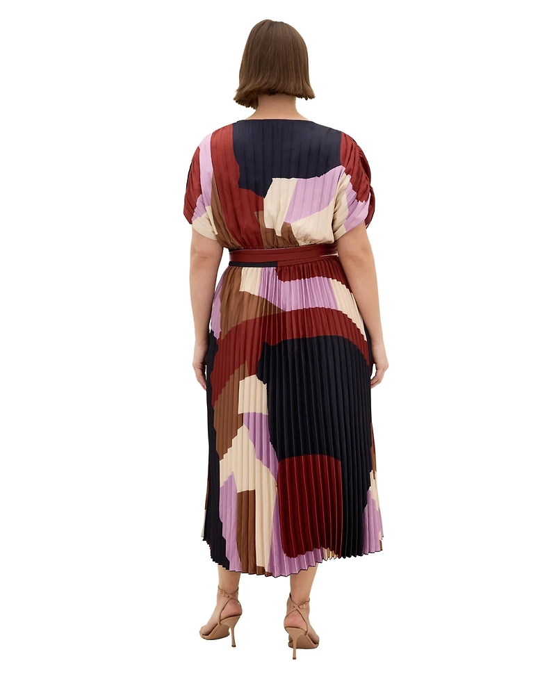 City Chic Women's Print Pleat Midi Dress