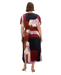 City Chic Women's Print Pleat Midi Dress