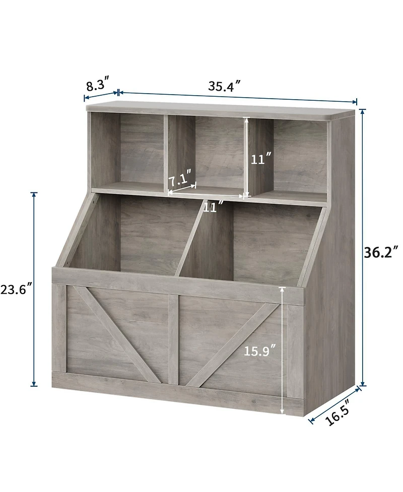 2 Set of Kids Bookshelf and Toy Storage Organizer, Nursery and Playroom, Children s Bookcase with Cabinet, Versatile for Home, School and Daycare Use