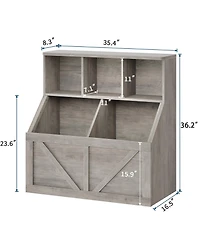 2 Set of Kids Bookshelf and Toy Storage Organizer, Nursery and Playroom, Children s Bookcase with Cabinet, Versatile for Home, School and Daycare Use