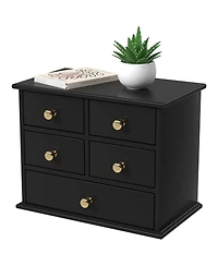 Danrong Solid Wood Desktop Organizer With Metal Handles Non Slip Pads Multi Purpose Storage For Home Office
