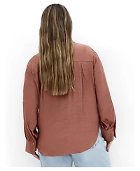 City Chic Plus Rosabella Tie-Front Button-Up Hi-Lo Shirt