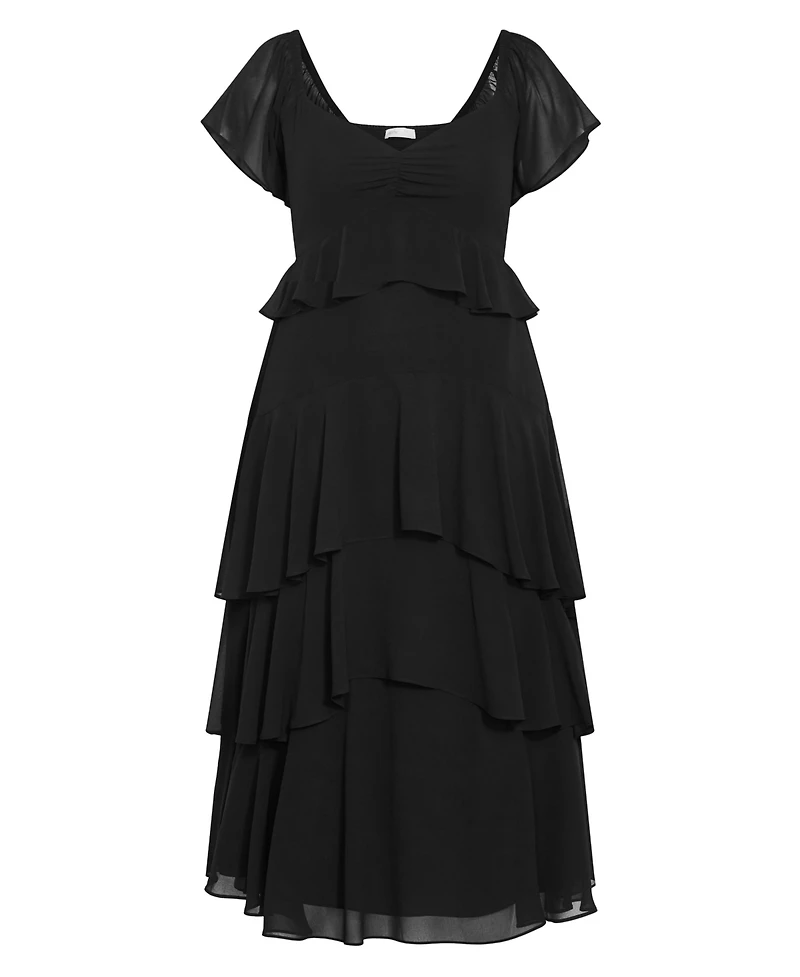 City Chic Women's Sienna V-Neck Ruffle-Tiered Maxi Dress