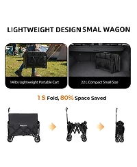 ECHTPeak Expandable Dual-Layer Utility Wagon, Extra Storage Space, with 52" All Terrain Wheels, 220lbs Capacity, for Camping, Shopping