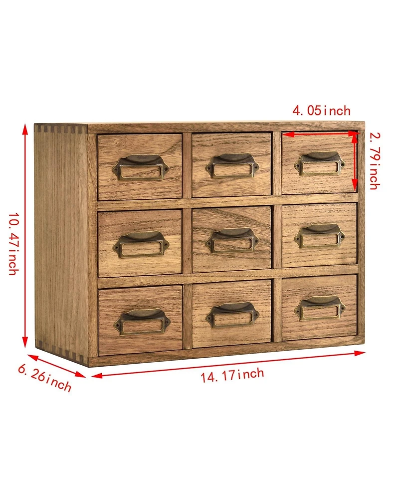 Danrong Solid Wood Desktop Storage Cabinet With Label Handles For Office Supplies And Crafts