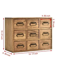 Danrong Solid Wood Desktop Storage Cabinet With Label Handles For Office Supplies And Crafts