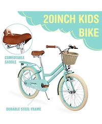 ECHTPeak 20-Inch Kids' Bike with Basket, Ages 7-10