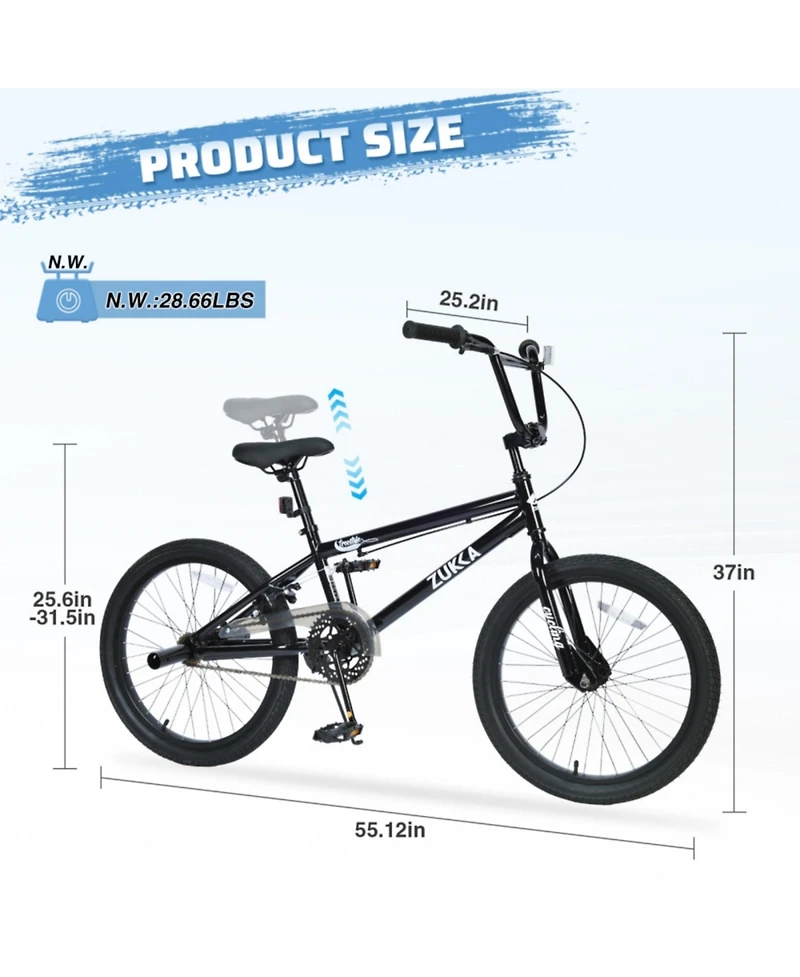 ECHTPeak 20 Inch Single Speed Freestyle Kids Mountain Bike for Boys Girls Aged 7+ Years