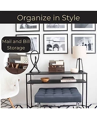 Danrong Rustic Wood Desktop Mail Organizer With Drawer Pen Holder