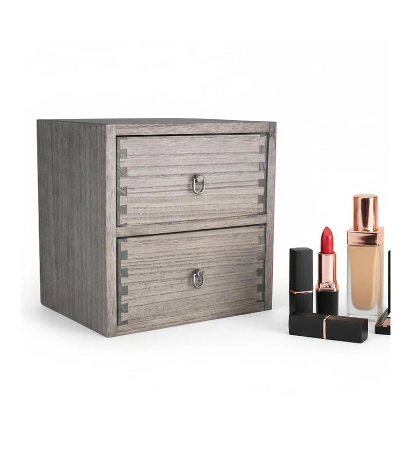 Danrong Wooden 2 Tier Desktop Storage Organizer for Office Makeup Dressing Table