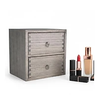 Danrong Wooden 2 Tier Desktop Storage Organizer for Office Makeup Dressing Table