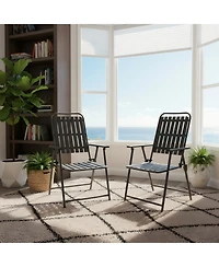 ECHTPeak Folding Chair Set of 2, 350LBS Capacity, Foldable Metal Chairs, with Stain-Proof Wpc Slats, No Assembly, for Balcony Garden Patio