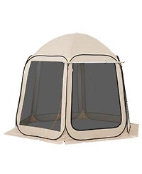ECHTPeak Screen House Tent, 4-8 Person Pop Up Screen Tent with Extended Awning, Portable Screened in Canopy with Carry Bag