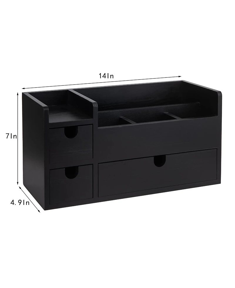 Danrong Rustic Solid Wood Desktop Organizer With Removable Drawers Storage Compartments