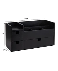 Danrong Rustic Solid Wood Desktop Organizer With Removable Drawers Storage Compartments