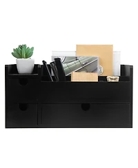 Danrong Rustic Solid Wood Desktop Organizer With Removable Drawers Storage Compartments