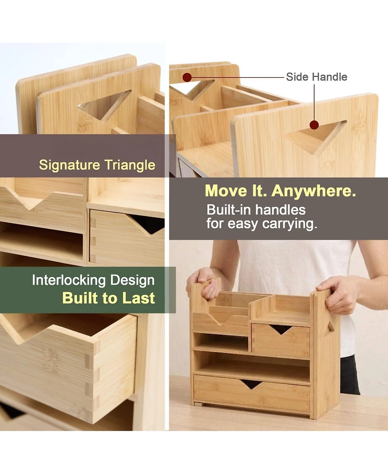 Danrong Adjustable Slide Desktop Organizer With Drawers Reversible Tray Fully Assembled