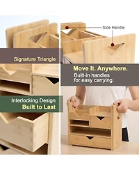 Danrong Adjustable Slide Desktop Organizer With Drawers Reversible Tray Fully Assembled