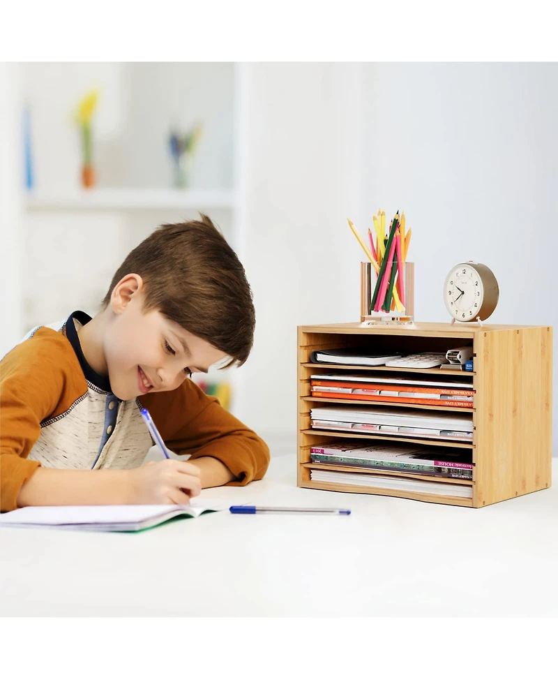 Danrong 5 Tier Desktop Organizer Adjustable Shelves Paper Mail File Holder For Home Office School