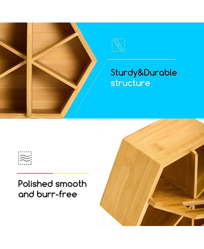 Danrong 360 Degree Rotating Hexagon Desk Organizer Pen Pencil Holder Art Supply Storage