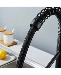 Phying Kitchen Faucet Industrial Single Handle Single Hole Pull Down Sprayer Faucet Stainless Steel Tap for Home Kitchen Fixture