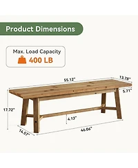 Tribesigns 55" Solid Wood Bench, Farmhouse Bench Seat for Entryway