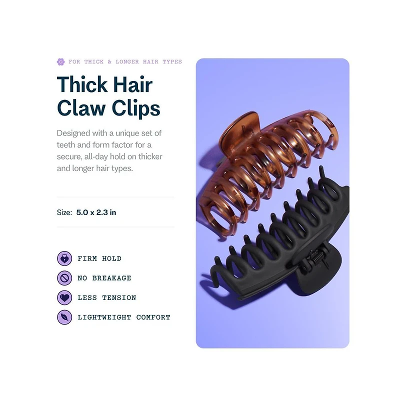 Gimme Beauty Thick Hair Claw Clips Durable, No-Slip Design for Curly and Textured Hair
