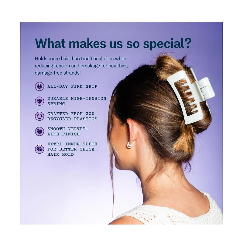 Gimme Beauty Thick Hair Extra Teeth Claw Clips Double Layer Non-Slip Claws for Long and Curly Hair 2 Pack