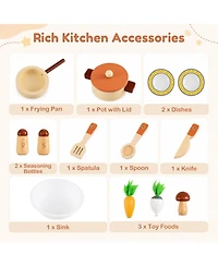 Gymax Toddler Wooden 10-Piece Kitchen Playset, Ages 3+